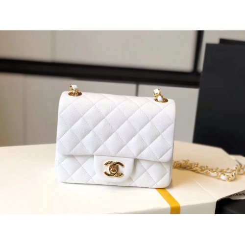 Chanel Caviar Mini Cf 17cm White Bag